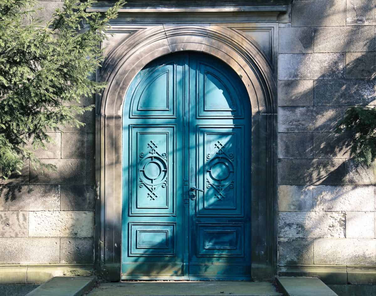 Blue front door