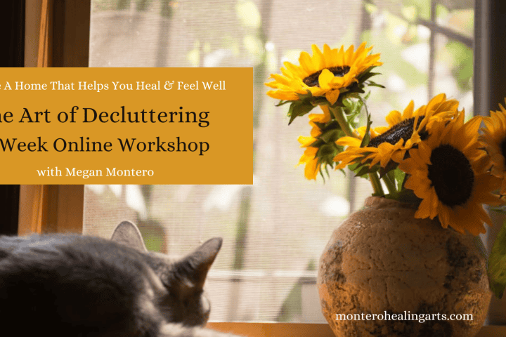 The Art of Decluttering Workshop-cozy cat and sunflowers